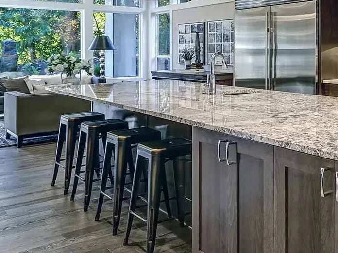 Grey kitchen cabinets and countertops